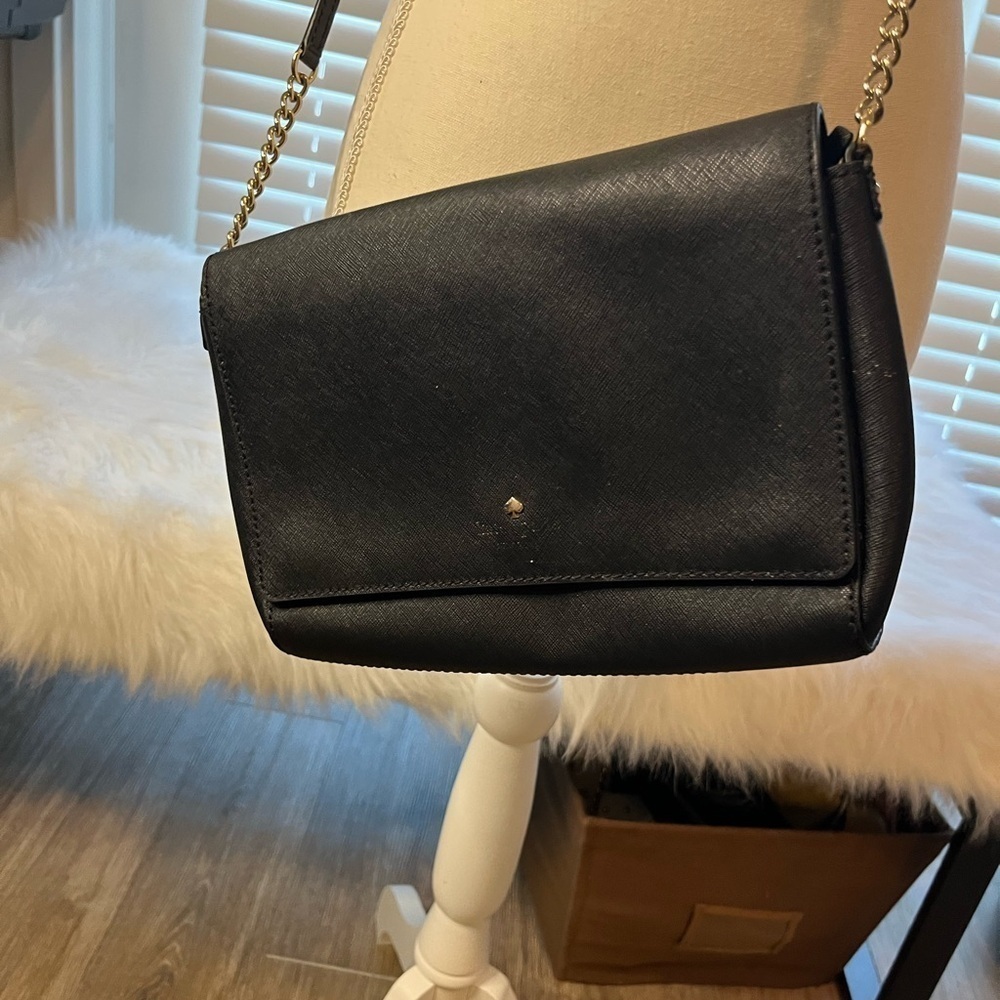 Kate Spade Genuine Saffiano Leather Crossbody Chain Strap Foldover Purse Bag